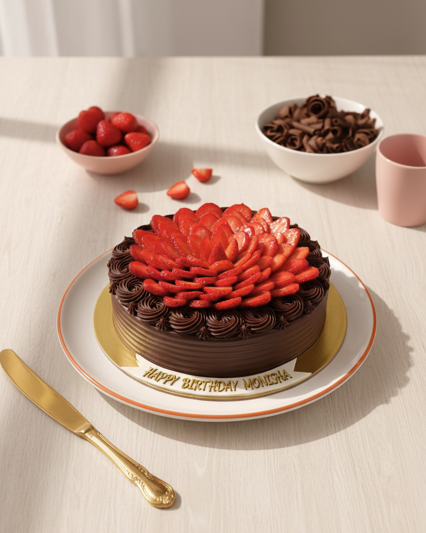 Dutch truffle with fresh strawberries